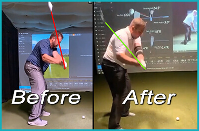 image showing a before and after golf club swing action of a man